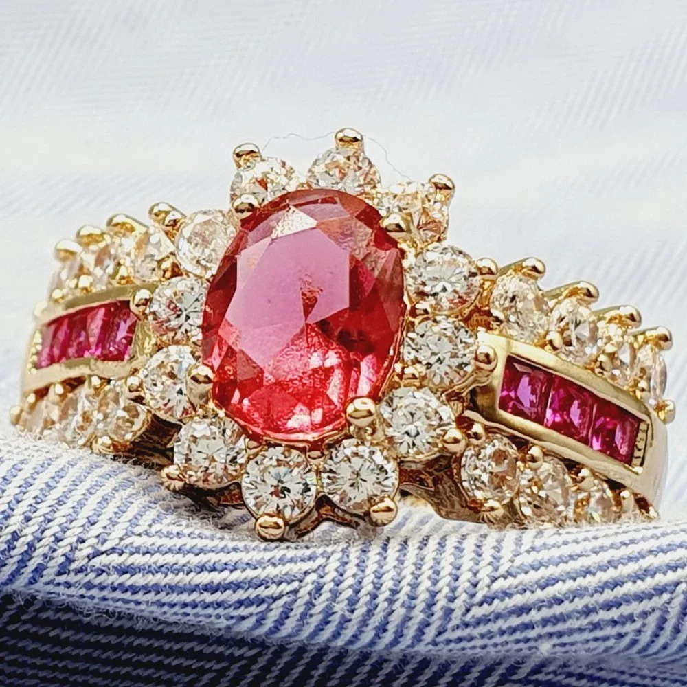 💍 Royal Court Oval Zircon Three Layer Luxury Gold Rings for WomenEVGG1125